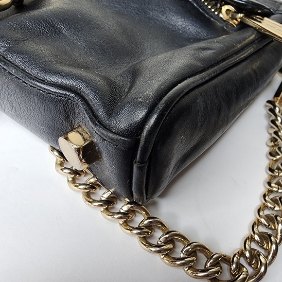 REBECCA MINKOFF Crossbody Mini MAC Black with Gold Chain Leather Purse - Picture 10 of 17